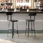 Sgabello da bar per ristorante Flash Furniture con sedile e schienale in legno e struttura verniciata a polvere