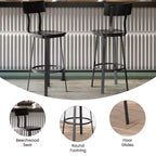 Sgabello da bar per ristorante Flash Furniture con sedile e schienale in legno e struttura verniciata a polvere