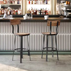 Sgabello da bar per ristorante Flash Furniture con sedile e schienale in legno e struttura verniciata a polvere