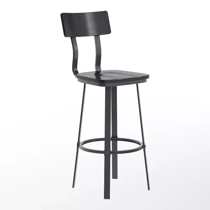 Sgabello da bar per ristorante Flash Furniture con sedile e schienale in legno e struttura verniciata a polvere