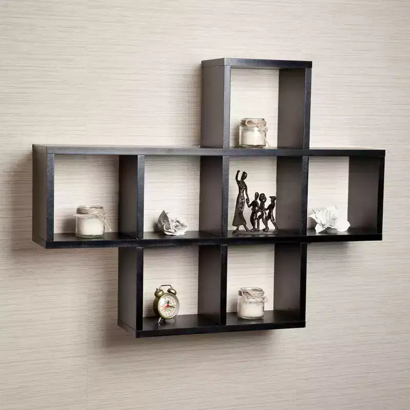 Danya B Cubby Mensola in laminato con impiallacciatura, colore nero