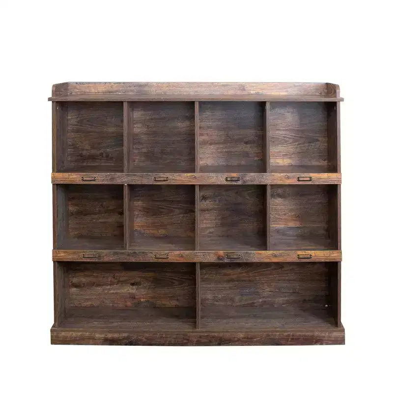 Libreria Alta, Libreria a 10 Scomparti, Scaffale Autoportante, Libreria in Stile Industriale Vintage per Soggiorno, Camera da Letto, Ufficio, Cucina