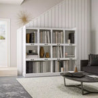 Tall Book Shelf, 10 Cubicle Bookcase, Free Standing Bookshelve, Vintage Industrial Bookcase for Living Room Bedroom Office Kitchen