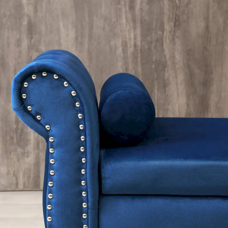 Pouf contenitore rettangolare in velluto, sgabello-panca da divano