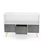 Libreria per bambini con 4 scomparti, organizer per giocattoli con cassetti in tessuto pieghevoli, espositore per libri per la cameretta dei bambini, la sala giochi e l'asilo nido