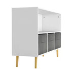 Libreria per bambini con 4 scomparti, organizer per giocattoli con cassetti in tessuto pieghevoli, espositore per libri per la cameretta dei bambini, la sala giochi e l'asilo nido