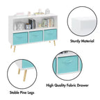 Libreria per bambini con 4 scomparti, organizer per giocattoli con cassetti in tessuto pieghevoli, espositore per libri per la cameretta dei bambini, la sala giochi e l'asilo nido