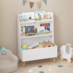 Scaffale per libri per bambini con organizer per giocattoli, libreria in legno a 3 livelli per bambini, organizer per giocattoli con gambe, libreria per la cameretta dei bambini, bianco