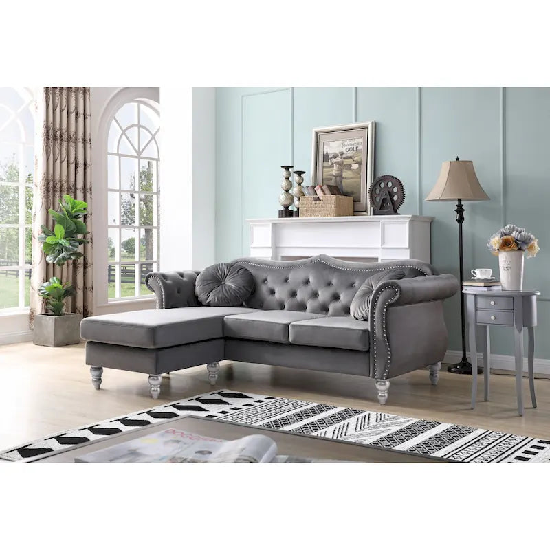 Divano Hollywood Velvet con Chaise Longue Reversibile