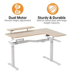 Scrivania angolare EUREKA ERGONOMIC 60x23 regolabile in altezza con set di accessori
