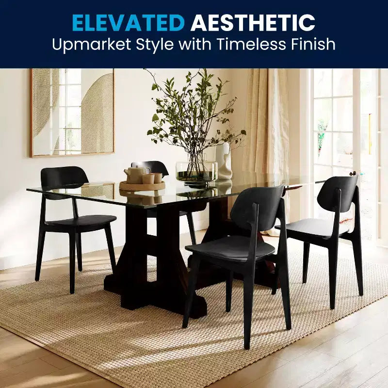 Flash Furniture Verona Set di 2 Sedie da Pranzo Commerciali in Legno Massello con Schienale Curvo Ovale