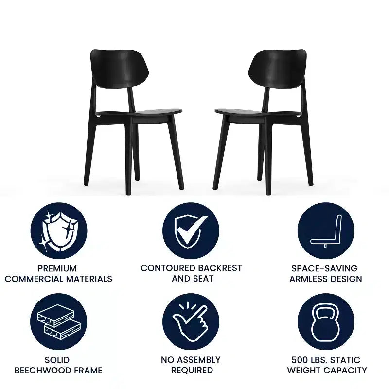 Flash Furniture Verona Set di 2 Sedie da Pranzo Commerciali in Legno Massello con Schienale Curvo Ovale