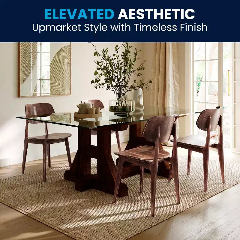 Flash Furniture Verona Set di 2 Sedie da Pranzo Commerciali in Legno Massello con Schienale Curvo Ovale