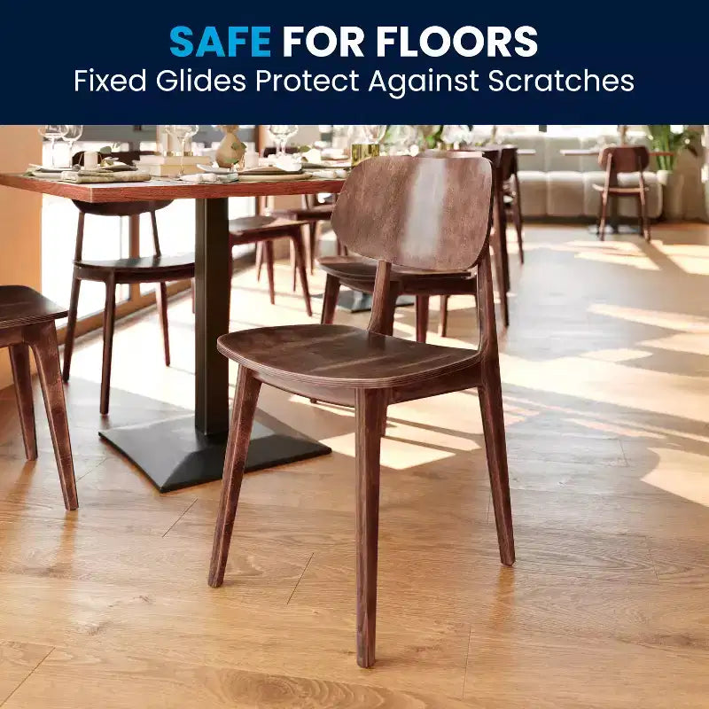 Flash Furniture Verona Set di 2 Sedie da Pranzo Commerciali in Legno Massello con Schienale Curvo Ovale