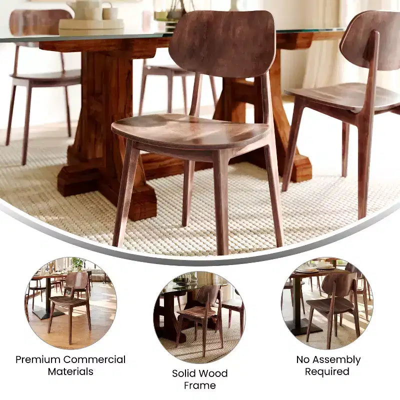 Flash Furniture Verona Set di 2 Sedie da Pranzo Commerciali in Legno Massello con Schienale Curvo Ovale