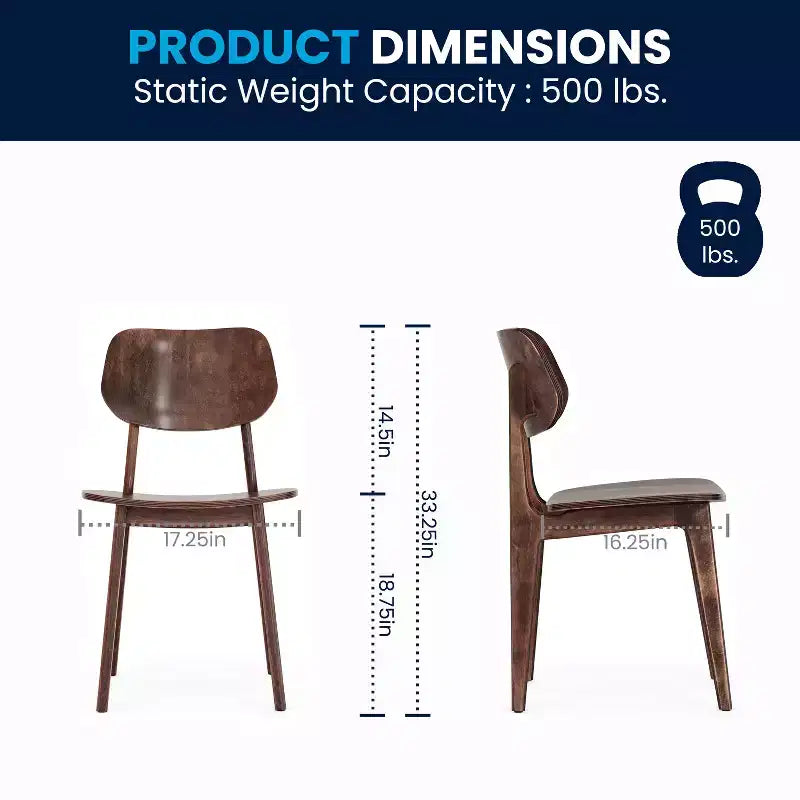 Flash Furniture Verona Set di 2 Sedie da Pranzo Commerciali in Legno Massello con Schienale Curvo Ovale