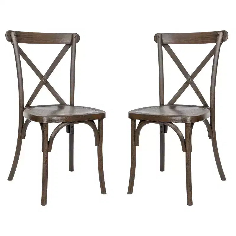 Flash Furniture HERCULES Confezione da 2 sedie con schienale a croce in resina effetto legno per interni/esterni uso commerciale
