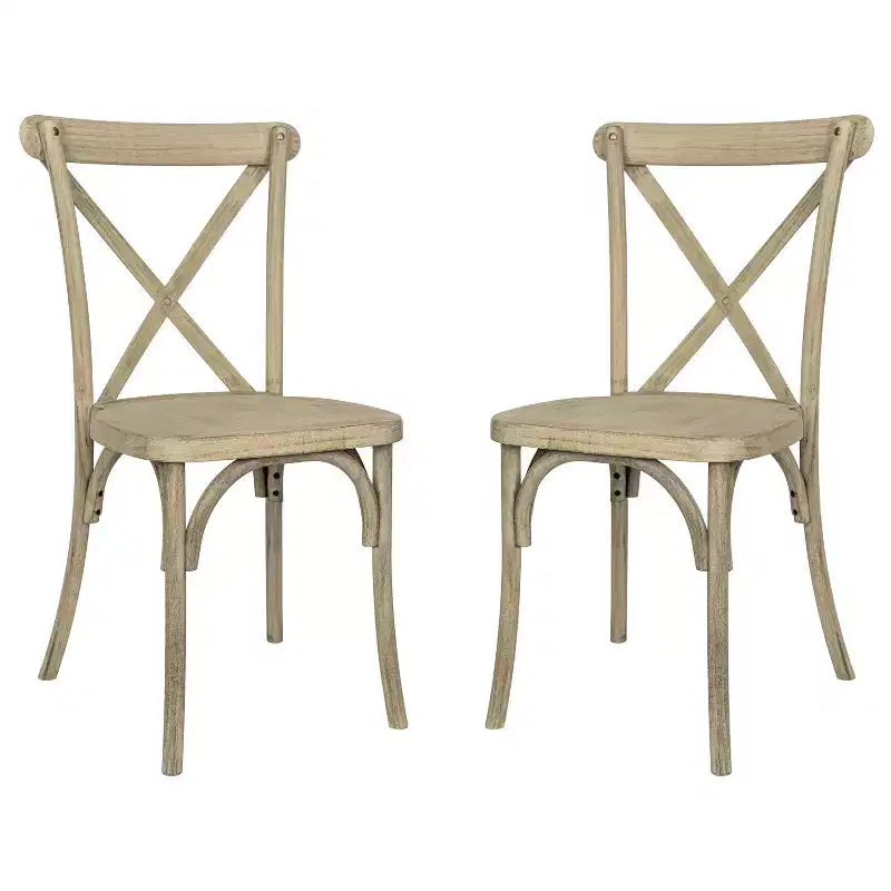 Flash Furniture HERCULES Confezione da 2 sedie con schienale a croce in resina effetto legno per interni/esterni uso commerciale