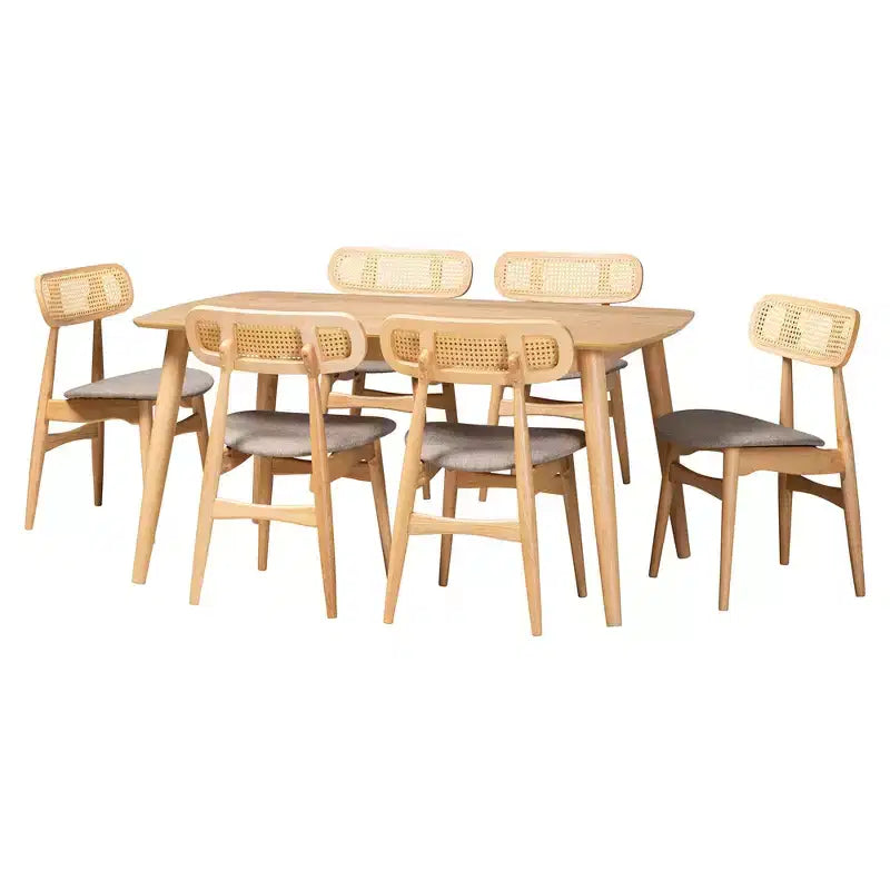 Set da pranzo 7 pezzi Baxton Studio Tarana in legno stile moderno di metà secolo