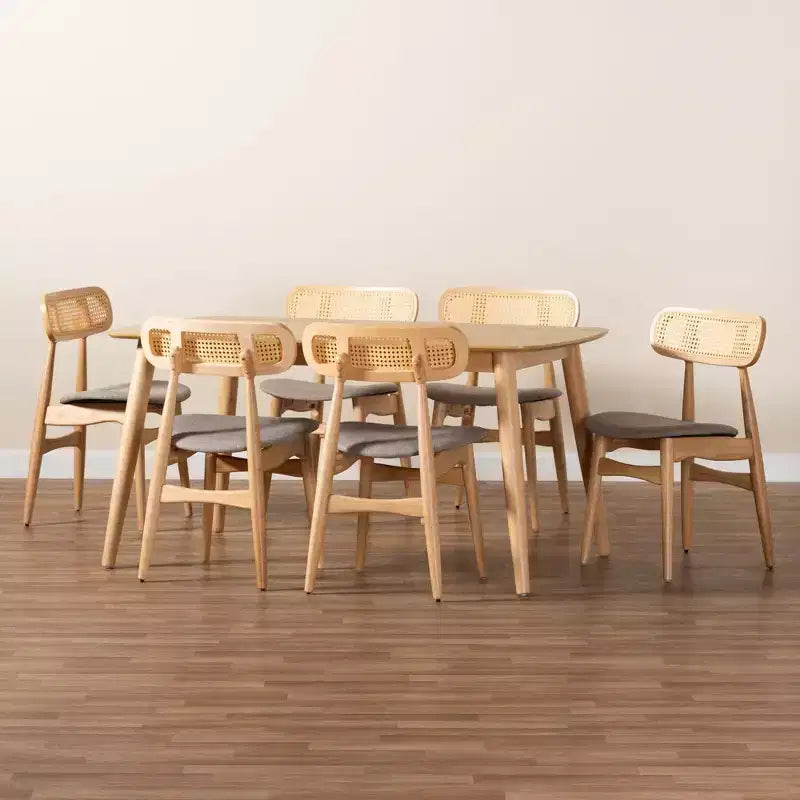 Set da pranzo 7 pezzi Baxton Studio Tarana in legno stile moderno di metà secolo
