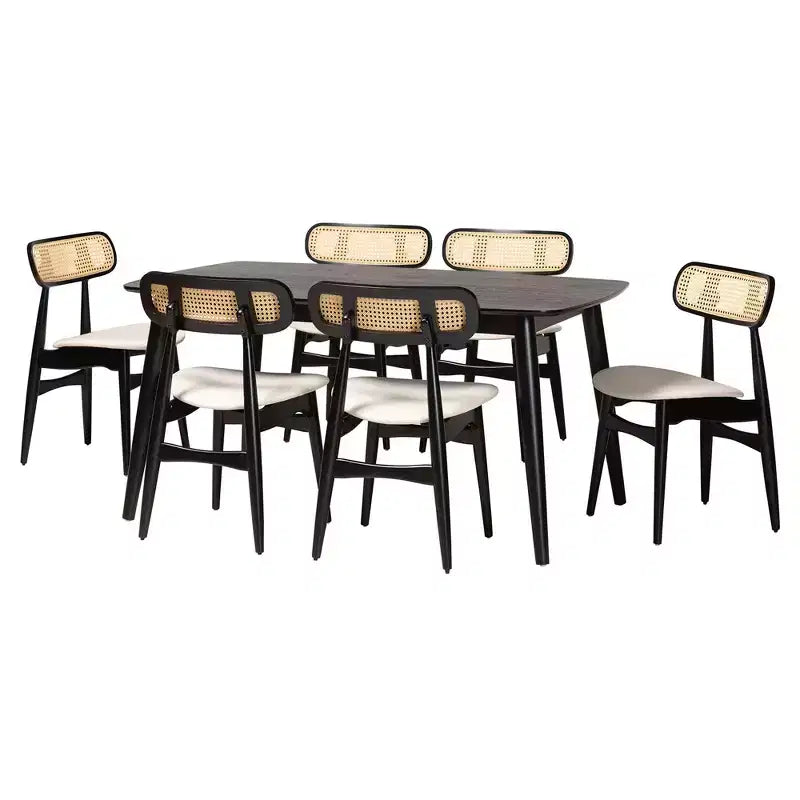 Set da pranzo 7 pezzi Baxton Studio Tarana in legno stile moderno di metà secolo