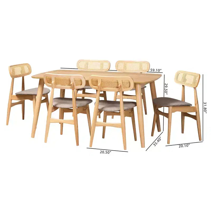 Set da pranzo 7 pezzi Baxton Studio Tarana in legno stile moderno di metà secolo