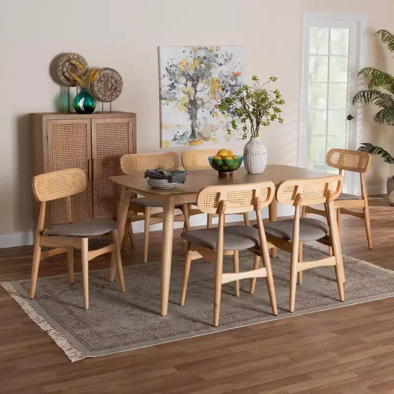 Set da pranzo 7 pezzi Baxton Studio Tarana in legno stile moderno di metà secolo