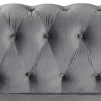 Divano a 3 posti con braccioli arrotolati stile Chesterfield da 82 pollici con cuscini rimovibili in grigio - Morden Fort