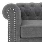 Divano a 3 posti con braccioli arrotolati stile Chesterfield da 82 pollici con cuscini rimovibili in grigio - Morden Fort