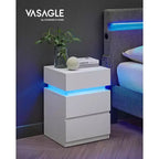 VASAGLE Comodino con luci LED, Colori della Luce Regolabili, Tavolino da Notte, Tavolino Laterale con 3 Cassetti, 35 x 40 x 55 cm