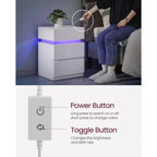 VASAGLE Comodino con luci LED, Colori della Luce Regolabili, Tavolino da Notte, Tavolino Laterale con 3 Cassetti, 35 x 40 x 55 cm