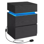VASAGLE Comodino con luci LED, Colori della Luce Regolabili, Tavolino da Notte, Tavolino Laterale con 3 Cassetti, 35 x 40 x 55 cm