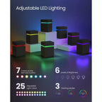 VASAGLE Comodino con luci LED, Colori della Luce Regolabili, Tavolino da Notte, Tavolino Laterale con 3 Cassetti, 35 x 40 x 55 cm