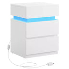 VASAGLE Comodino con luci LED, Colori della Luce Regolabili, Tavolino da Notte, Tavolino Laterale con 3 Cassetti, 35 x 40 x 55 cm