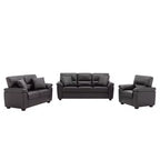 Set Divano a 6 Posti Divanetto Poltrona Salotto Ecopelle con Cuscini Cioccolato Nero-Morden Fort