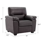 Set Divano a 6 Posti Divanetto Poltrona Salotto Ecopelle con Cuscini Cioccolato Nero-Morden Fort