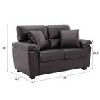 Set Divano a 6 Posti Divanetto Poltrona Salotto Ecopelle con Cuscini Cioccolato Nero-Morden Fort