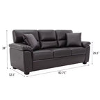 Set Divano a 6 Posti Divanetto Poltrona Salotto Ecopelle con Cuscini Cioccolato Nero-Morden Fort