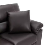 Set Divano a 6 Posti Divanetto Poltrona Salotto Ecopelle con Cuscini Cioccolato Nero-Morden Fort