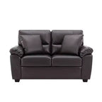 Set Divano a 6 Posti Divanetto Poltrona Salotto Ecopelle con Cuscini Cioccolato Nero-Morden Fort