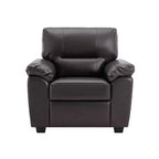 Set Divano a 6 Posti Divanetto Poltrona Salotto Ecopelle con Cuscini Cioccolato Nero-Morden Fort