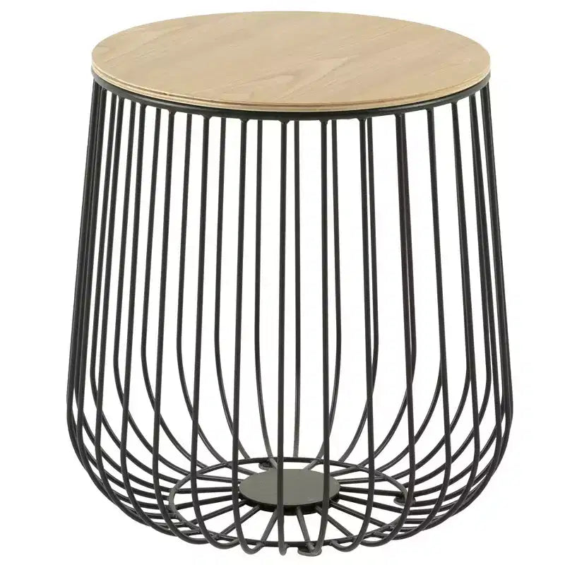 Tavolino Moderno Mid-Century LeisureMod Runswick - Tavolino d'Appoggio in Legno e Metallo con Vano Contenitore a Scomparsa e Vano Segreto