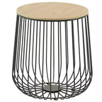 Tavolino Moderno Mid-Century LeisureMod Runswick - Tavolino d'Appoggio in Legno e Metallo con Vano Contenitore a Scomparsa e Vano Segreto