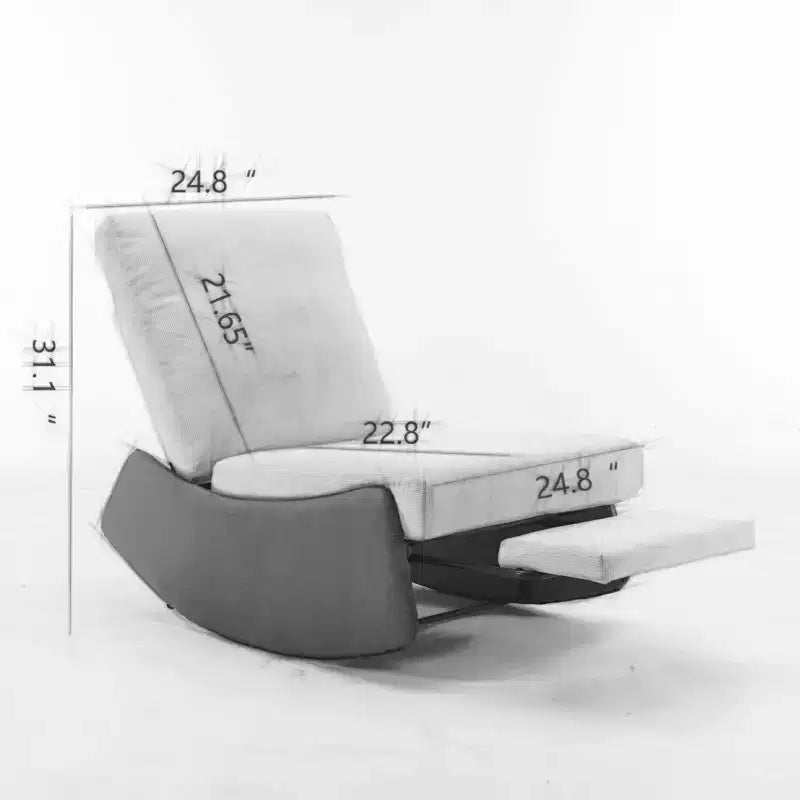 Poltrona a dondolo reclinabile moderna in velluto a coste da 24,8 W con poggiapiedi, sedia a dondolo imbottita morbida per cameretta, 4Q-ModernLuxe