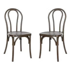 Emma and Oliver Set of 2 Weather-Resistant Wood Look Resin Thonet Chairs for Indoor/Outdoor Use