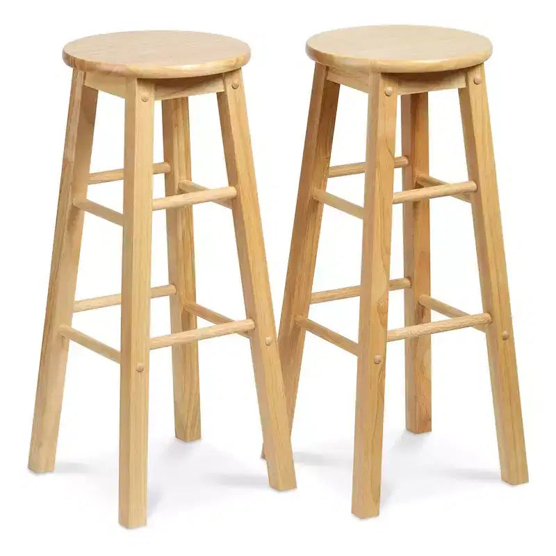 Sgabelli da bar da cucina alti 73,6 cm PJ Wood con seduta rotonda classica