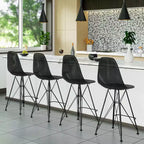 Sgabello da bar LeisureMod Cresco Mid-Century Modern in acrilico, altezza bancone, con base in acciaio nero, perfetto per cucina, sala da pranzo, bar o salotto