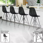 Sgabello da bar LeisureMod Cresco Mid-Century Modern in acrilico, altezza bancone, con base in acciaio nero, perfetto per cucina, sala da pranzo, bar o salotto