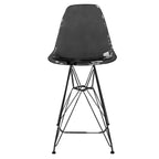 Sgabello da bar LeisureMod Cresco Mid-Century Modern in acrilico, altezza bancone, con base in acciaio nero, perfetto per cucina, sala da pranzo, bar o salotto