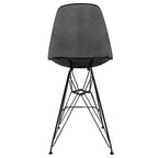 Sgabello da bar LeisureMod Cresco Mid-Century Modern in acrilico, altezza bancone, con base in acciaio nero, perfetto per cucina, sala da pranzo, bar o salotto